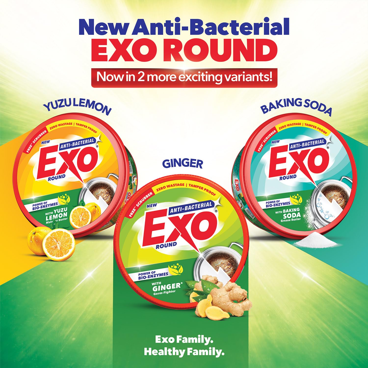 Exo Anti-Bacterial Dishwash Bar 700gm X 3 | Power of Bio-Enzymes Removes Tough Grease | Dishwashing Solution With Goodness of Ginger Germ-Fighter | Experience Hygienic & Superior Cleaning 3