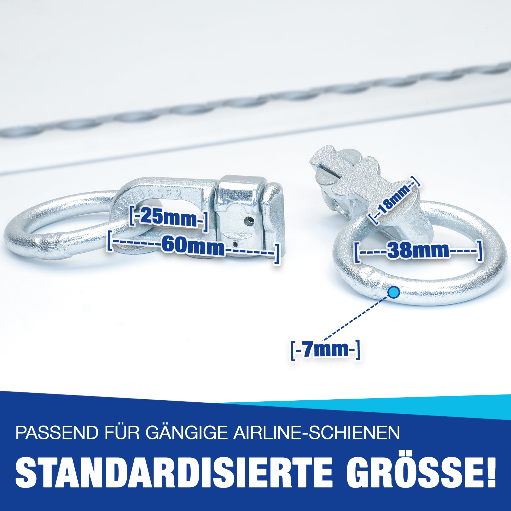 10x Double Fitting Ferrure d'extrémité, Fitting d'extrémité, Ferrure d'extrémité Double pour Rail Airlin, Rail d'arrimage, 2700 daN