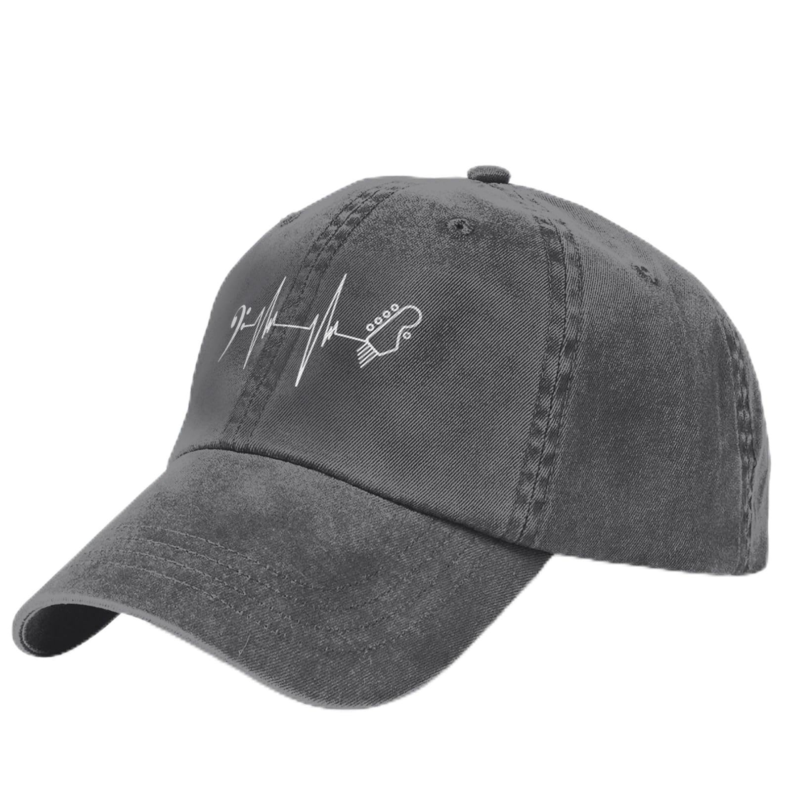 Bass Clef Bass Guitar Hat Washed Cotton Baseball Cap Black Fashiontrucker Hat Adjustable