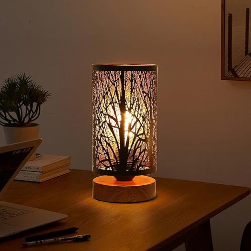 Miniatura 6 de Lámpara de mesa rústica negra para dormitorio, espacio pequeño, casa de campo, lámparas de noche regulables para escritorio de noche, lámpara