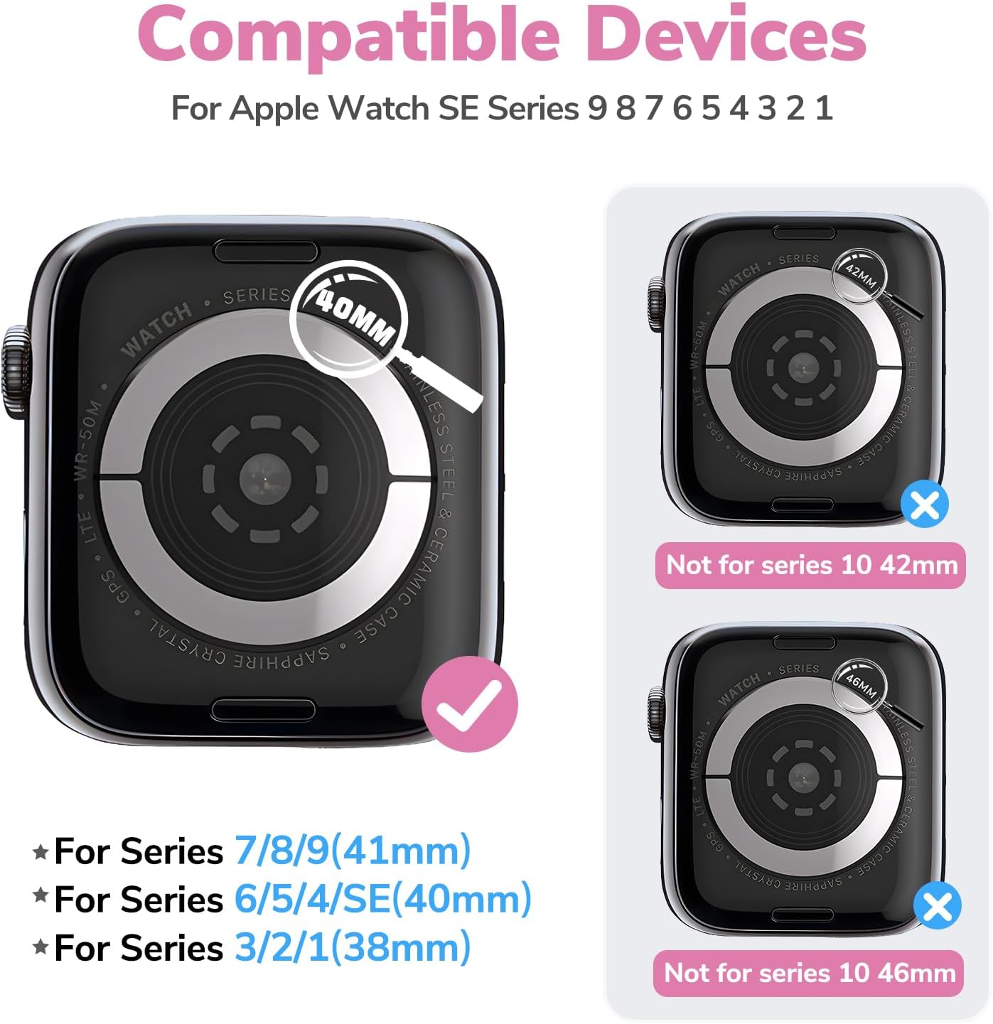 ANCOOL Compatible with Apple Watch Clear Band 41mm 40mm 38mm for Women Men, Crystal Bands with Bumper Case for iWatch Series 9 8 7 SE 6 5 4 3 2 1, Clear Black - Image 2