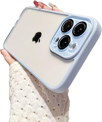 Caseative for iPhone 14 Pro Case,Solid Color Frame Full Camera Lens Protection Clear Compatible with iPhone Case Light Blue,iPhone 14 Pro