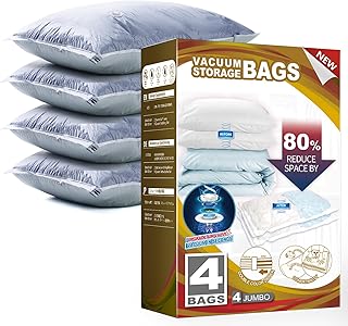 TAILI 4 Pack Vacuum Storage Bags, Jumbo Vacuum Seal Bags for Clothing (40x31 Inch), Large Space Saver for Clothes, Pillows, Bedding, Sweater, Closet Organization