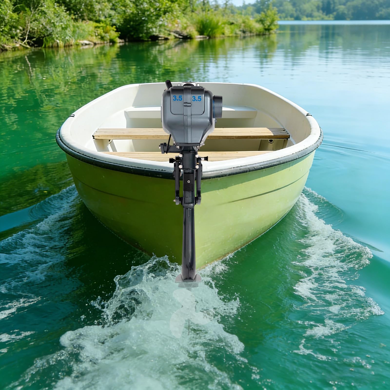 2-Takt 3,5 PS Außenbordmotor Bootsmotor 2,5KW Electric Outboard Motor Mit Cdi Wassergekühlt System Manueller Start Wassergekühlt Außenborder Benzinmotor Für Der Fischerei, Aquakultur