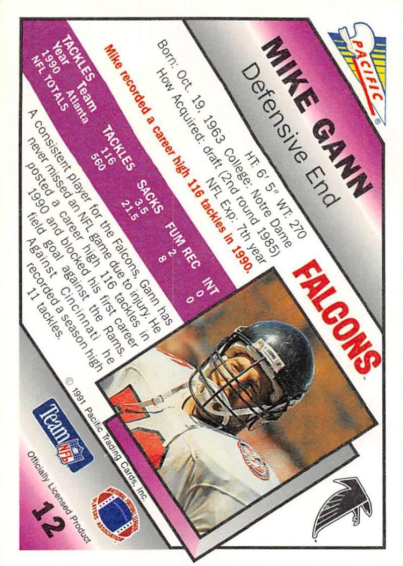 Amazon.com: 1991 Pacific Football #12 Mike Gann Atlanta Falcons Amazon.com: 1991 Pacific Football #12 Mike Gann Atlanta Falcons
