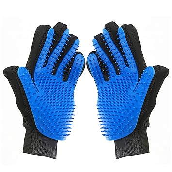 DHMAKER Pet Grooming Glove, Gentle Deshedding Brush Efficient Pets Hair Remover Mitt-1 Pair