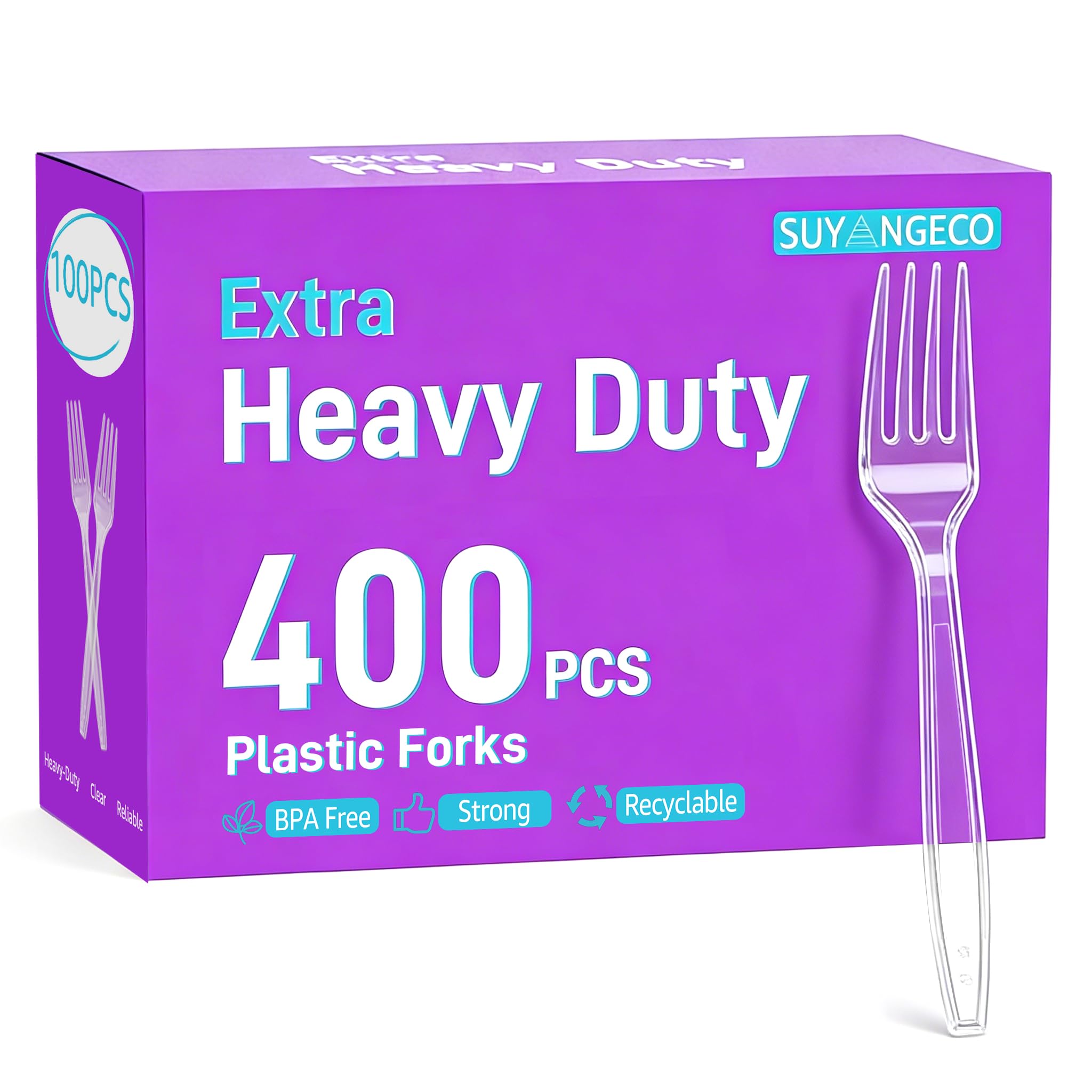 Photo 1 of [400 Count] Heavy Duty Clear Plastic Forks Disposable Plastic Fork Bulk Utensils Reusable Cutlery Set Thick Plasticware Silverware for Party,Every Day Use,Picnic,Camping,Wedding,Barbecues
