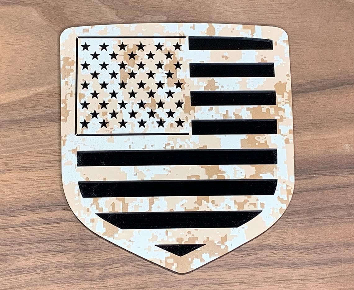 300 Industries Tailgate Emblem Badge for Dodge Ram 1500/2500/3500 (2009-2018, American Flag - Matte Over Gloss Black)