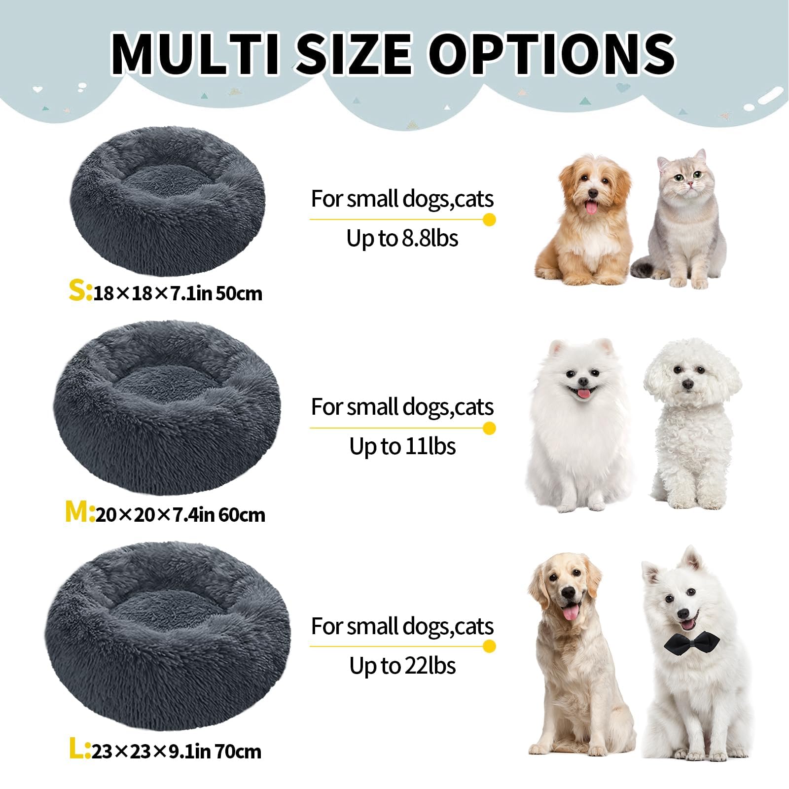 DONWEI Calming Dog Donut Bed for Small Medium Dogs Washable Dog Bed Cat Beds Fluffy Anti Anxiety Puppy Bed with Non-Slip Bottom - Image 4