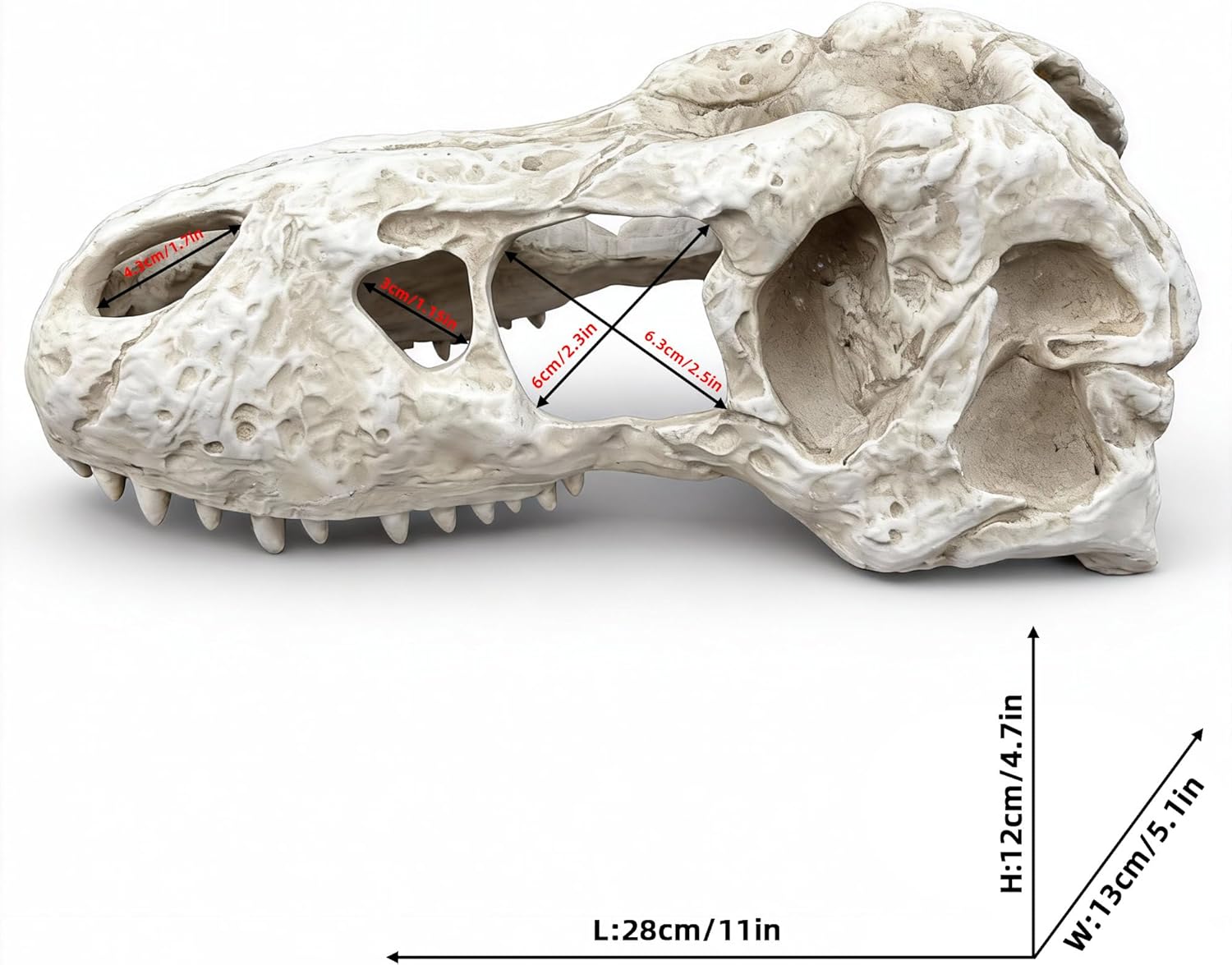 Animal Skull Aquarium Tank Decorations, Reptile & Amphibian Habitat Hideouts, Dinosaur T-Rex Dragon Decor Accessories for Fish, Lizard, Gecko