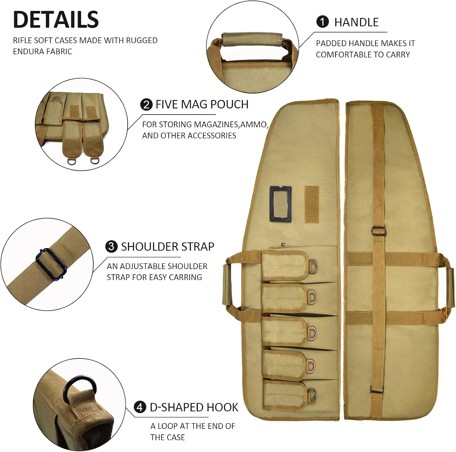 Soft Rifle Case Lightweight Tactical Gun Bag for Scoped Rifles with Accessory Pockets Adjustable Shoulder Strap Available Length in 38 42 Inch