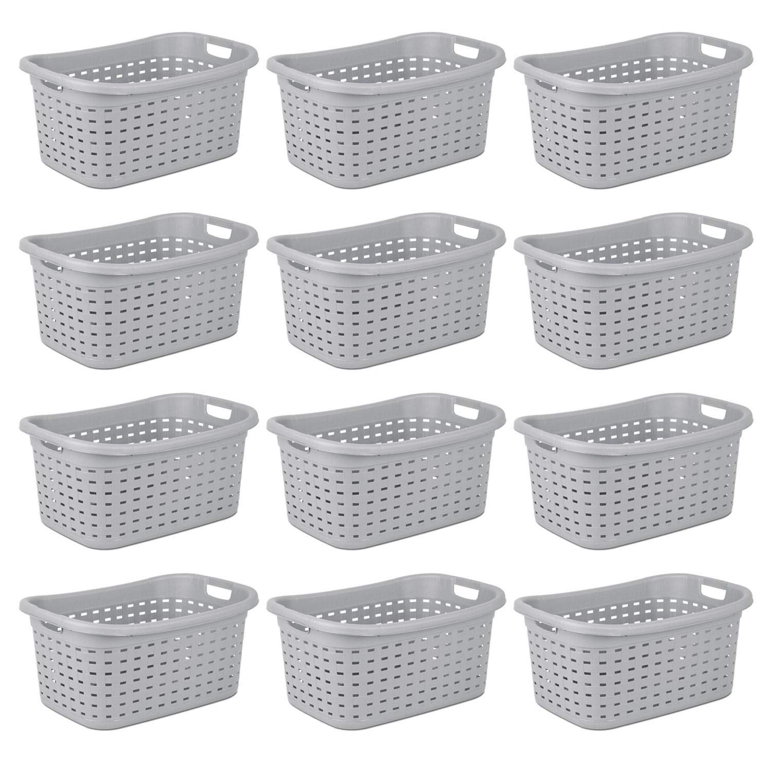 Sterilite Short Weave Basket Bin for Clothing and Laundry Storage, 12-Pack