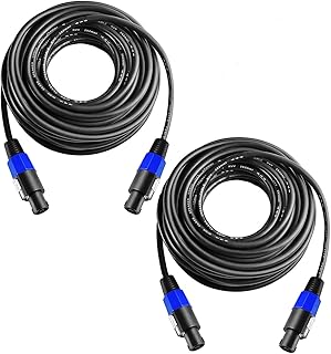 Yoico 2Pcs 50 Feet Professional Speakon to Speakon Cables Wire Speaker Audio Amplifier Cord 7mm with Twist Lock (50Feet)