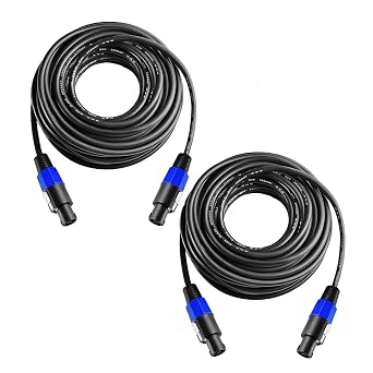 2Pcs 3 Feet Professional Speakon to Speakon Cables Wire Speaker Audio Amplifier Cord 7mm with Twist Lock