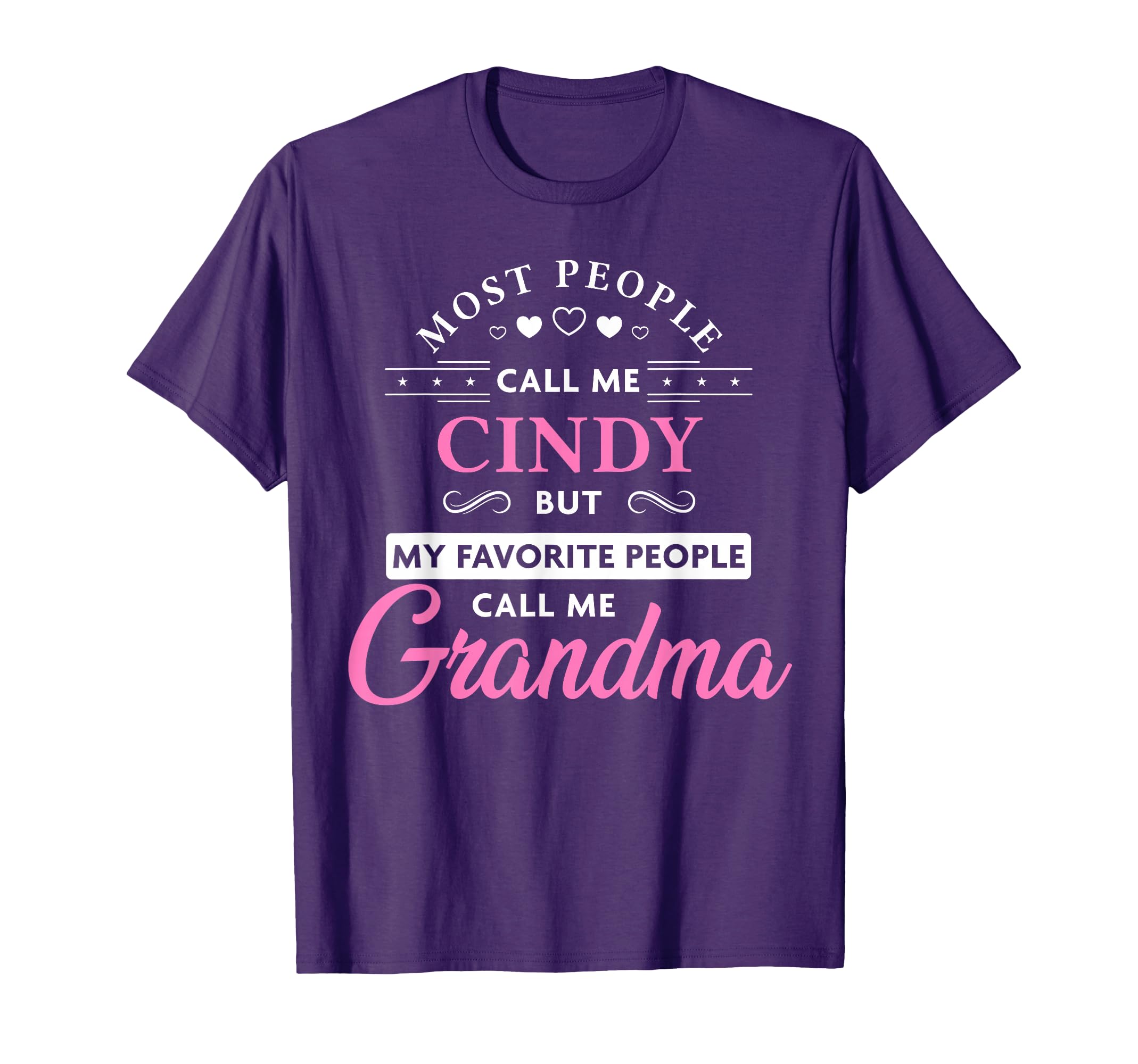 Zum2 Grandma Gifts Cindy Personalized Grandma T-Shirt - Women's - Black - 3X-Large - Short Sleeve - Crew Neck - Classic Fit - Cotton & Polyester Blend