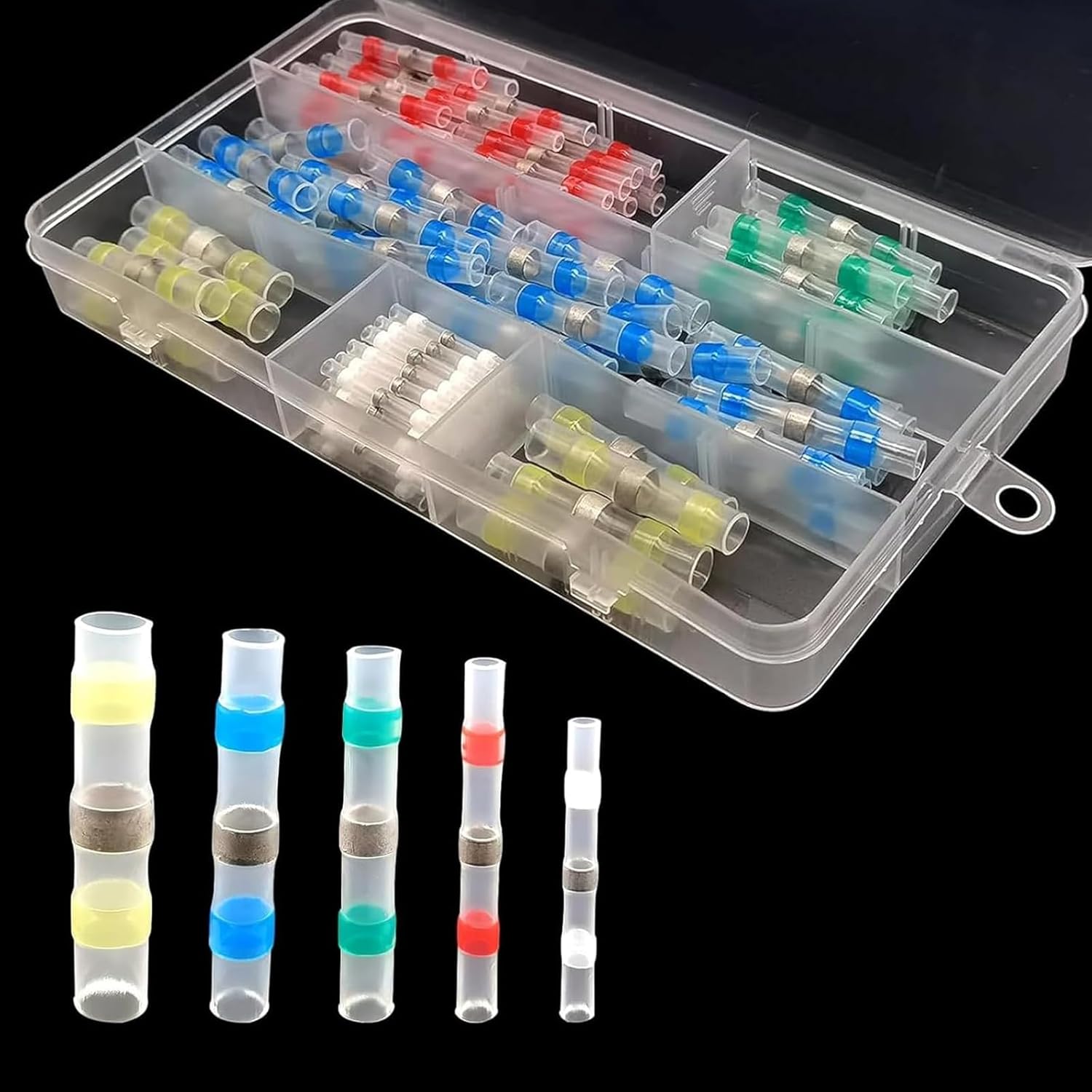 160 PCS Heat Shrink Welding Connector Kit, Waterproof Insulated Butt Terminals, Heat-Shrink Solder Ring Terminals Blocks Circular, Universal for Most Cars, Boats (Multicolored)