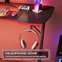 Vista 20 de PayLessHere Mesa de juego de 39 pulgadas Azul Escritorio para computadora en forma de Z con marco de acero, gancho para auriculares, pies