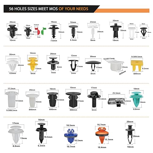 Vista 31 de GOOACC 190 clips de retención de automóvil y removedor de sujetadores, 18 tamaños y aplicaciones más populares, juego de remaches de pasador de 190