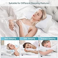 Vista 3 de DONAMA - Almohada cervical para cuello y hombros, diseño de espuma viscoelástica contorneado, soporte ergonómico para dormir de lado, espalda o boca