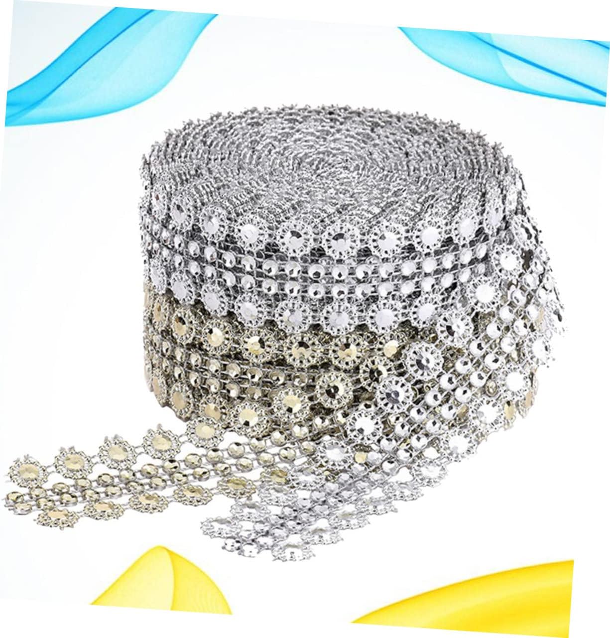 Operitacx 2rolls DIY Rhinestone Belt Chain Trim Silver Decor Wedding Favors Embellishments for Crafts
