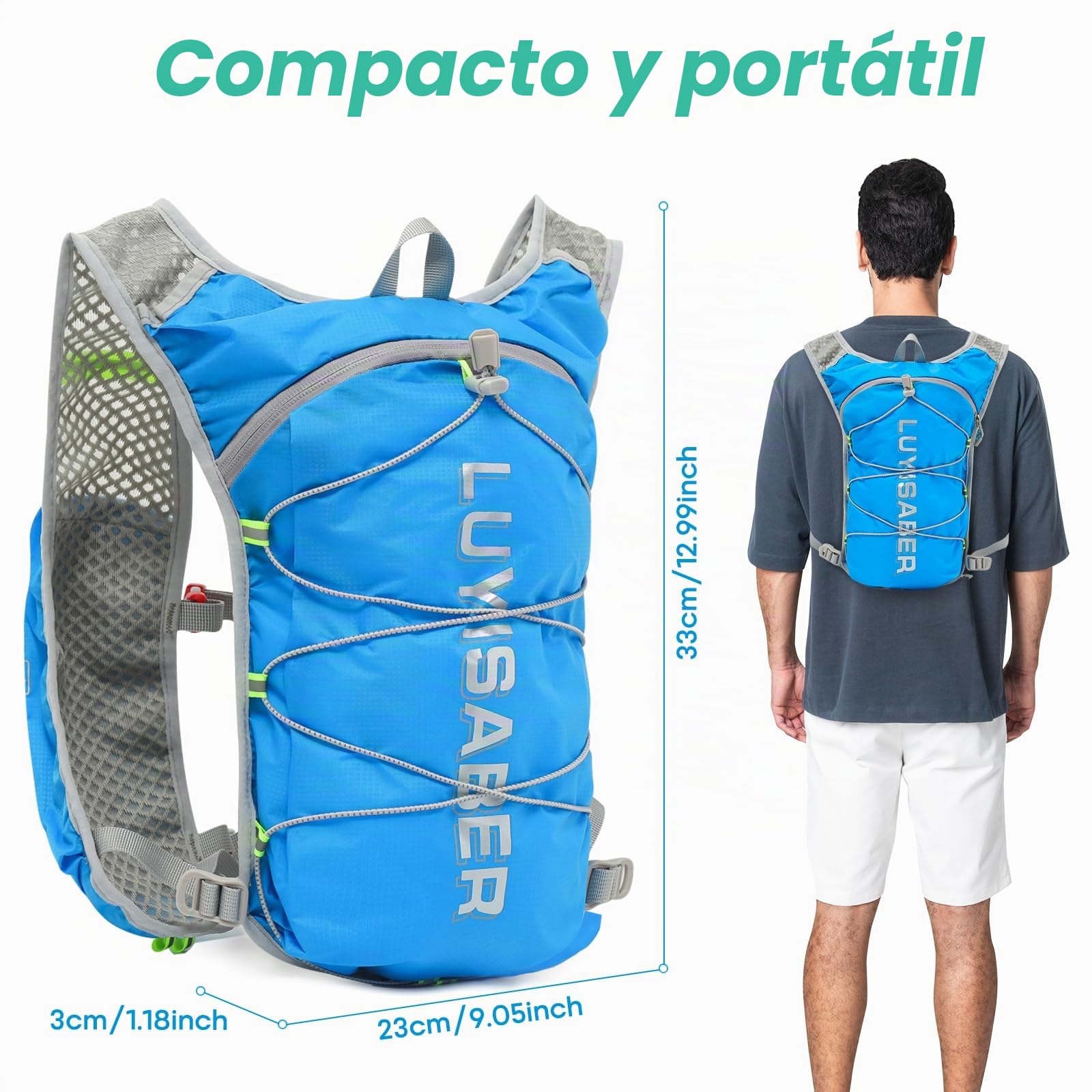 Chaleco de Hidratación,Mochila de Hidratación Ligero,Chaleco Hidratacion Trail Running,Chaleco Running Mujer Hombre Adecuado para Ciclismo,Carrera y Otros Deportes al Aire Libre