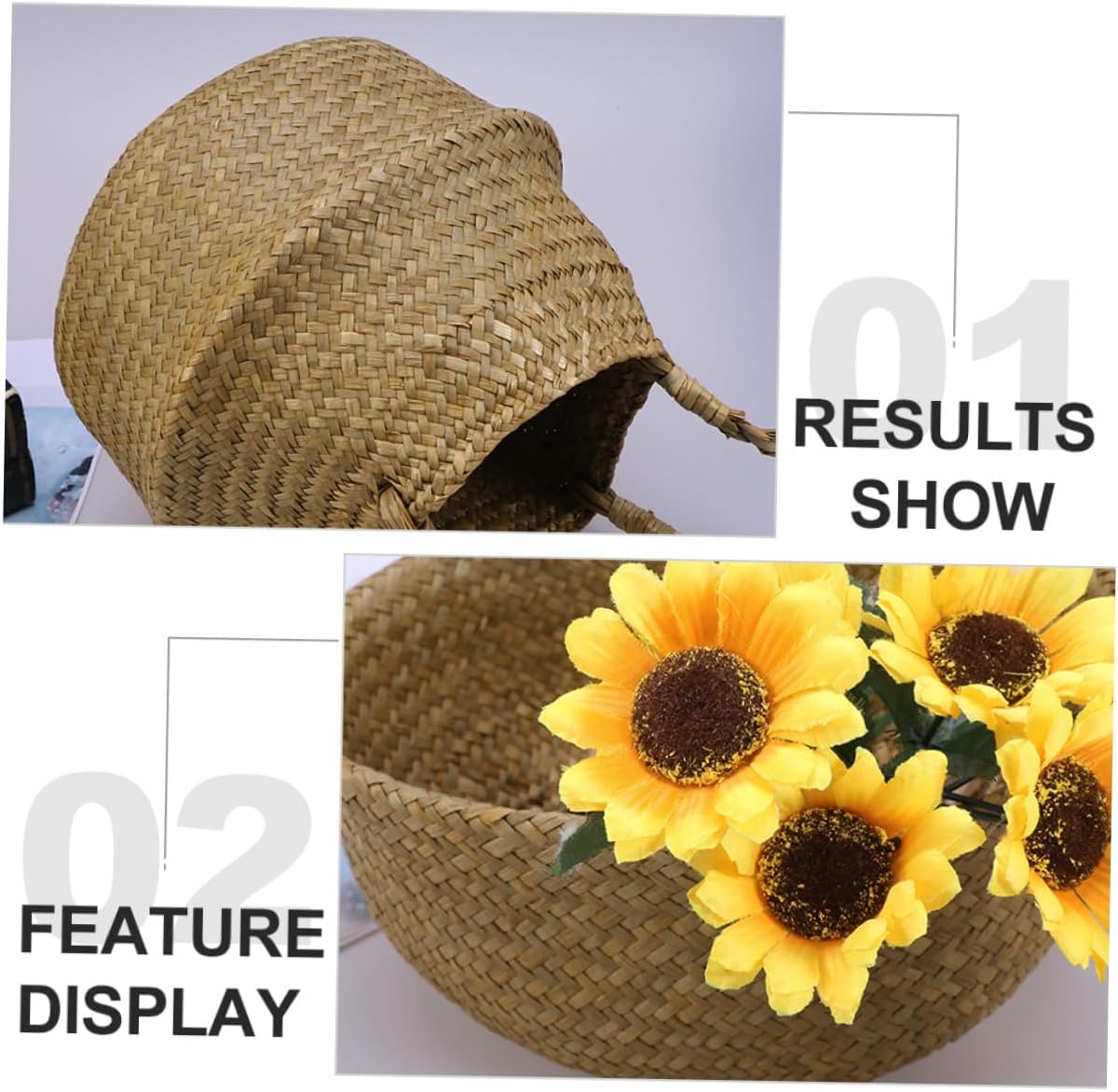 Woven Flowerpot Basket Xmas Lightweight Foldable Rattan Home Storage Basket image 3