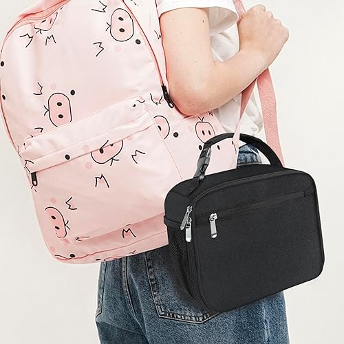 Miniatura 6 de Lonchera para niños y niñas, lonchera aislada duradera, lonchera para niños y niñas, lonchera para la escuela, color negro