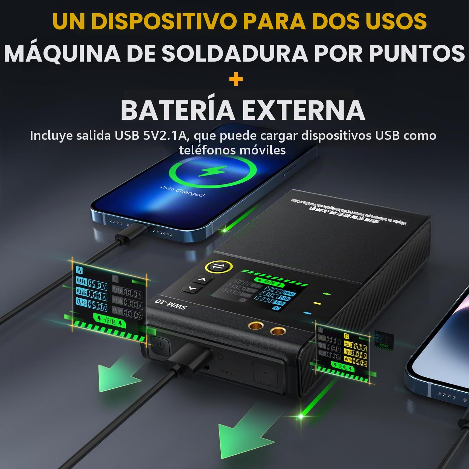 Fnirsi SWM-10 Soldador por puntos de batería portátil Mini máquina de soldadura DIY 18650 Paquete de batería Herramienta de soldadura 5000 mah Soldable 0,25 mm (Fnirsi SWM-10)