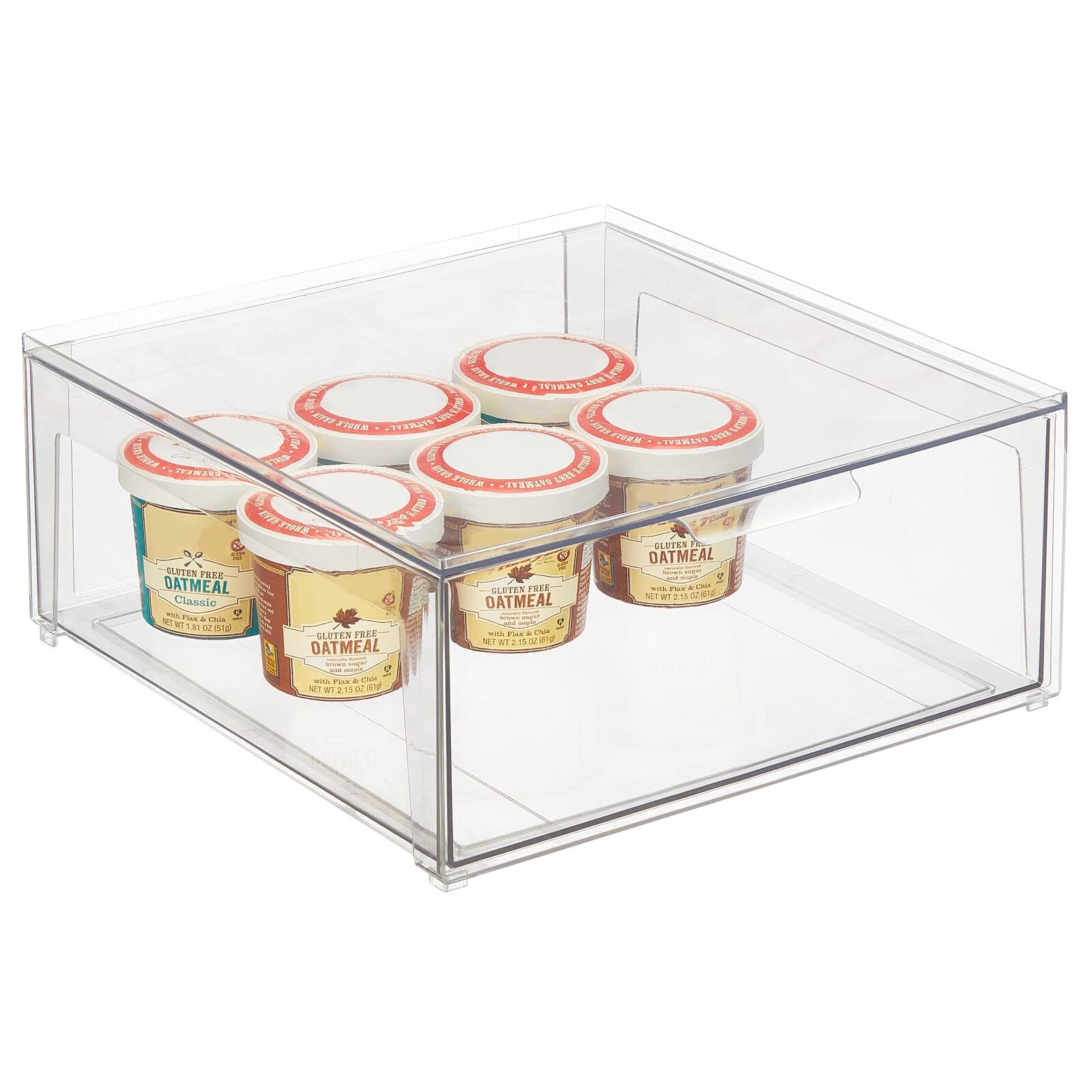 Photo 1 of mDesign Plastic Stackable Kitchen Storage Organizer Bin Containers with Front Pull Drawer for Cabinet, Pantry, Fridge, Freezer, Shelf, Refrigerator Organization - Lumiere Collection - Clear 1 14.64 x 14 x 6.23