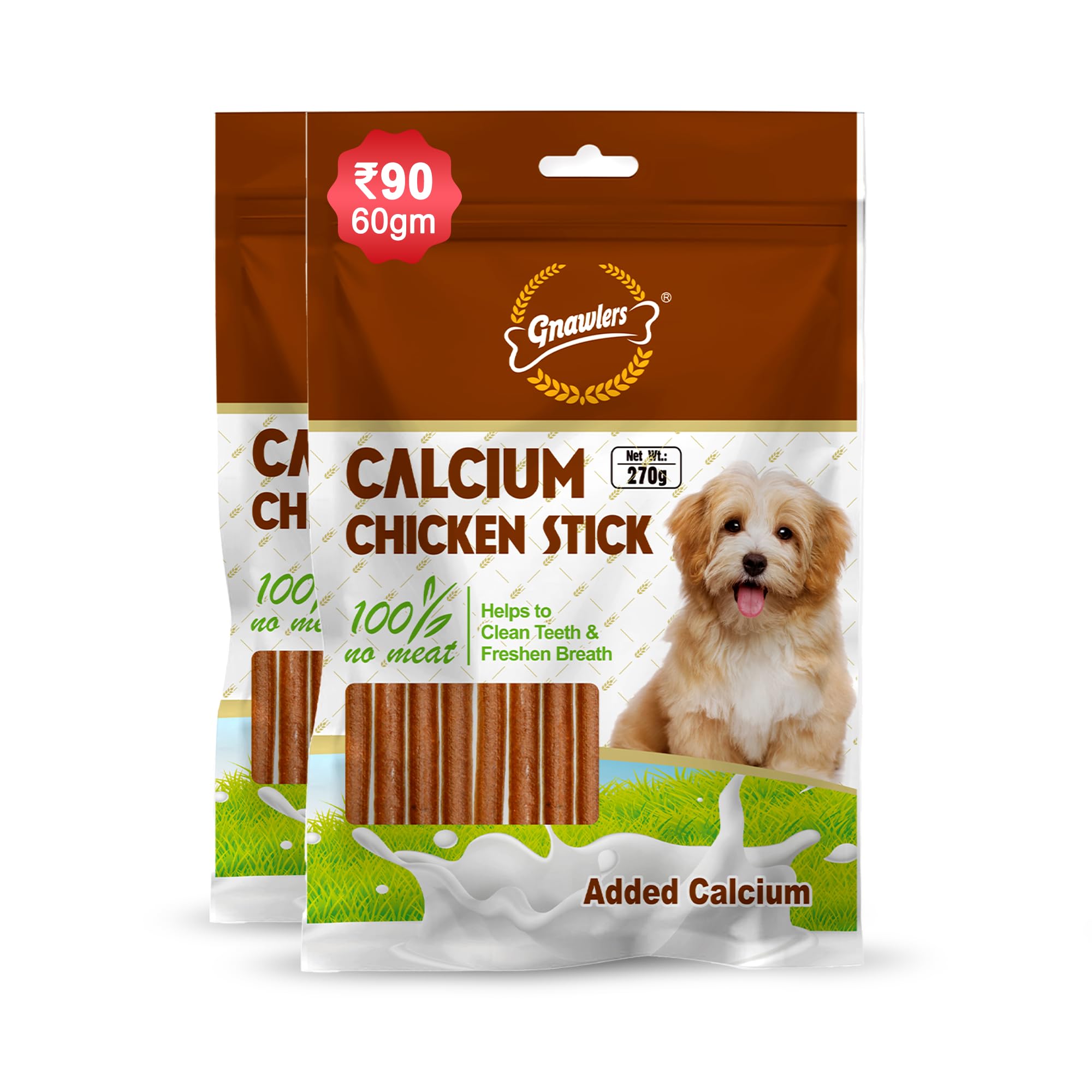 Gnawlers Chicken Sticks Dogs Stick | Dog Treat 270G (Pack of 2), All Life Stages