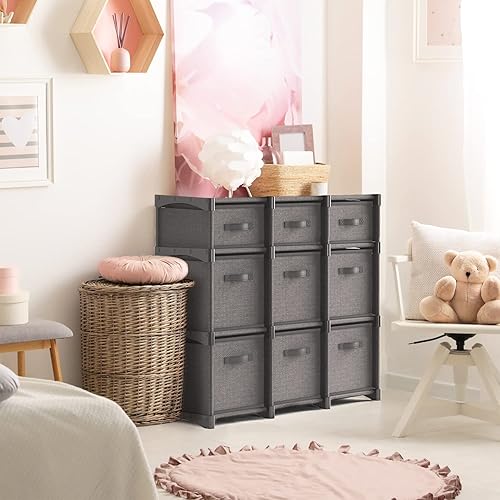 Vista 37 de Organizador de almacenamiento de 6 cubos, estante organizador de cubos grises, estantes organizadores de cubos de almacenamiento con cubos
