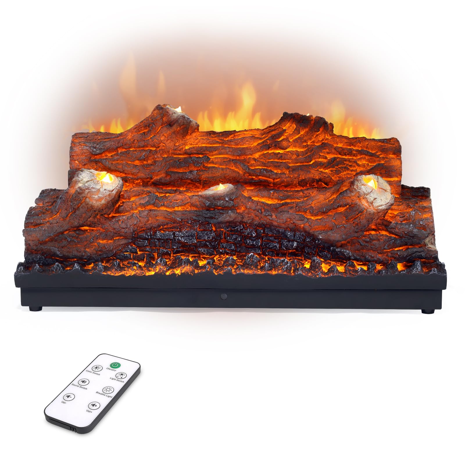 Electric Fireplace Logs Realistic Flame Effect Embedded Fireplace Flame Block 21.46 * 9.45 * 8.27 in USB Remotecontrol Fireplace Placement Not Emitting Heat