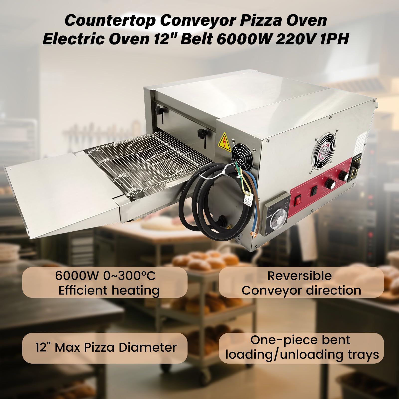 WYDDARY Conveyor Pizza Oven 32~572°F Commercial Conveyor 12