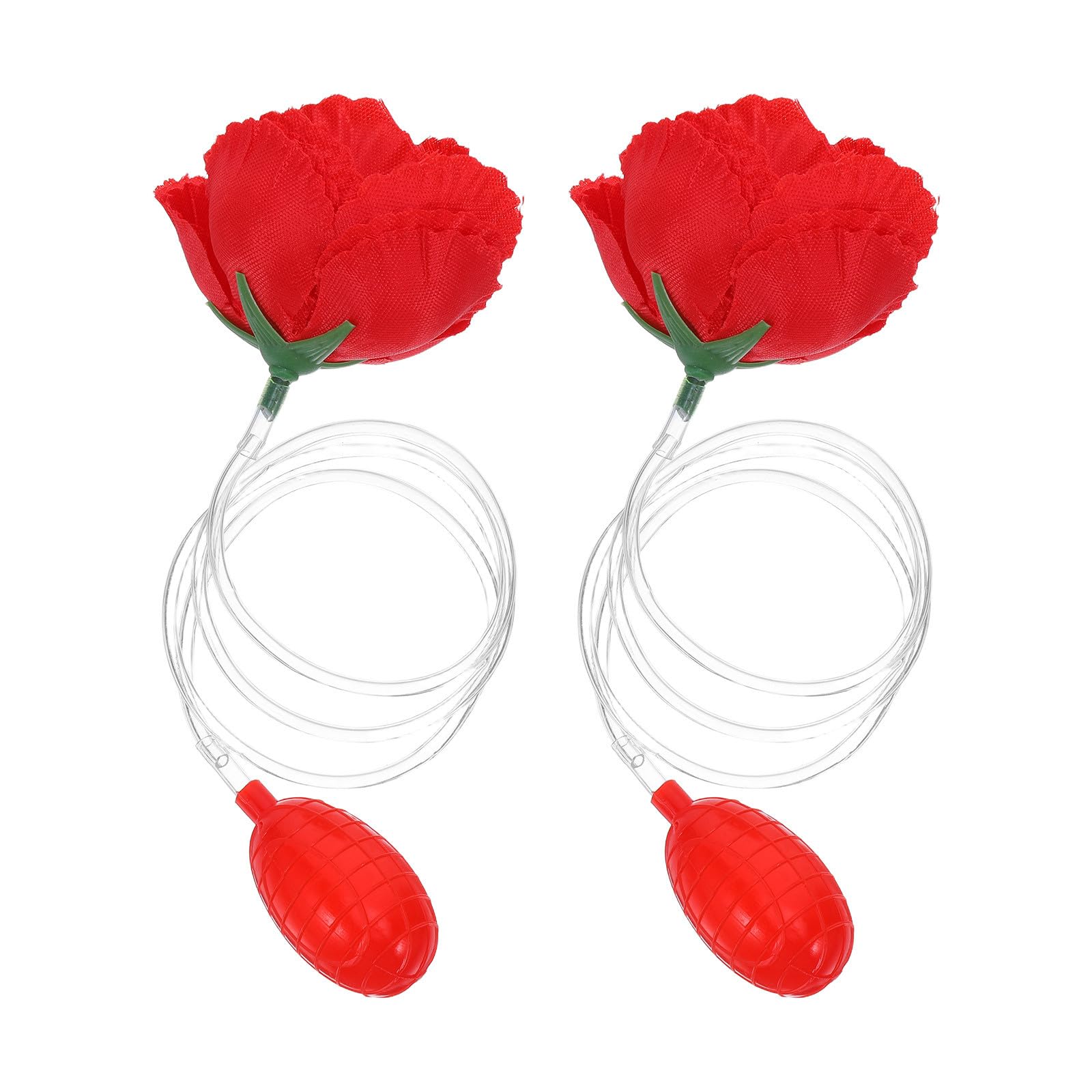 Abaodam 2pcs Water Spray Joke Toys Red Rose Boutonnieres April Fools Day Prank Prop Plastic Artificial Flower Funny Gag For Wedding Comedy Stage Performance