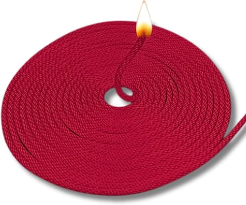 Rollo de mecha roja para hacer velas, mechas de algodón de queroseno para lámpara de aceite de queroseno de 33 pies para velas de bricolaje, cuerda