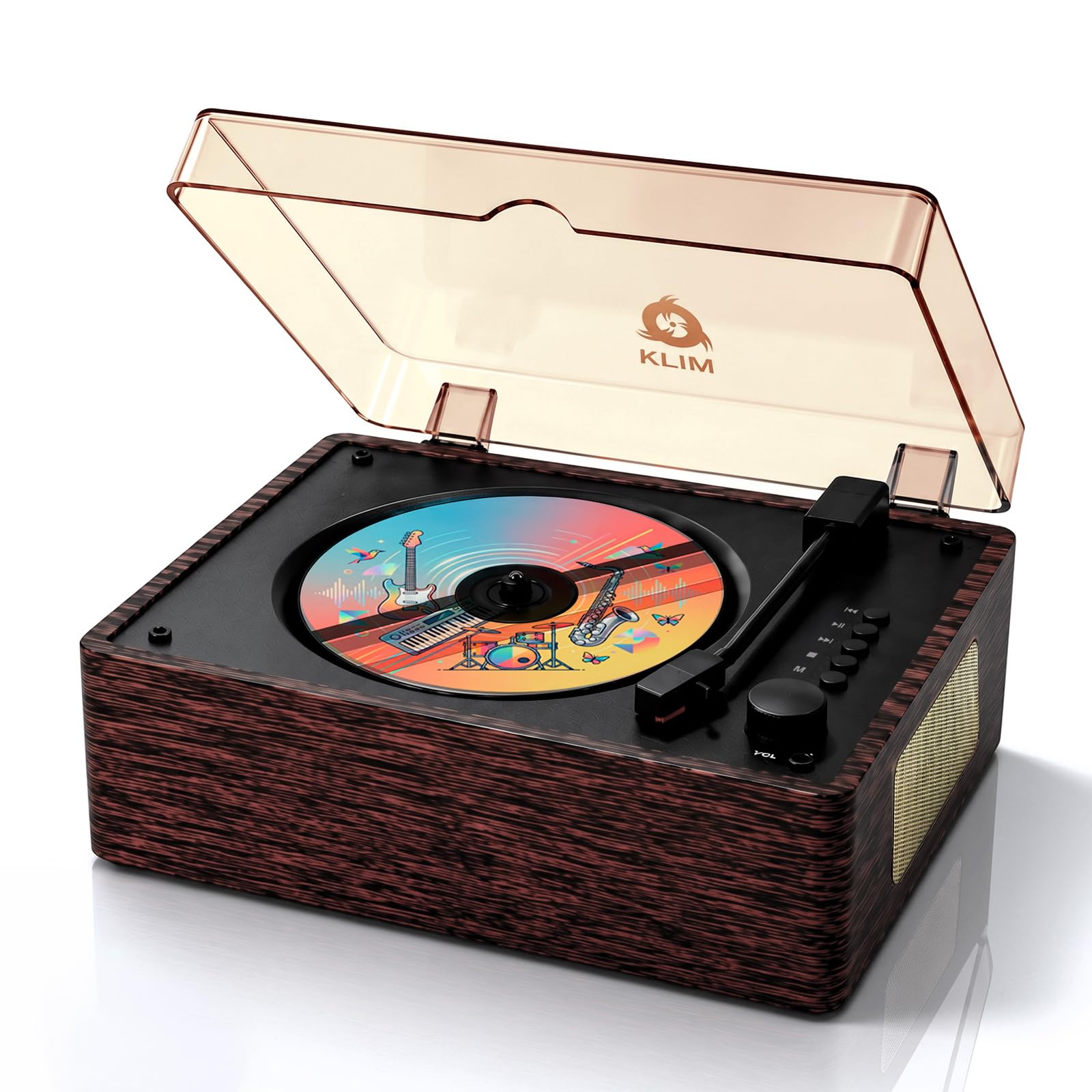 Heritage CD Player Wood Lettore Bluetooth da Casa con Altoparlanti, USB | Radio FM, AUX, Presa Cuffie, Design Vintage Effetto Legno, Connessioni Utili, Facile da Usare, Pensato per L Ascolto