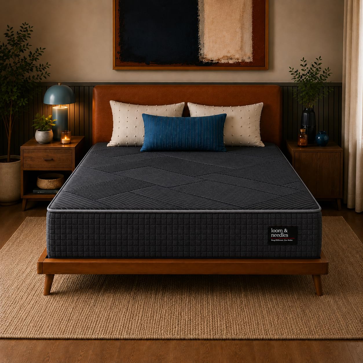LOOM & NEEDLES 84x72x8 Inches King Size Mattress | Reactive Dual Comfort Pocket Spring Mattress | 5 Zoned 7 Layer Orthopedic Medium Firm Bed Mattresses | HD Memory Gel Foam Gadda | Spring Mattress