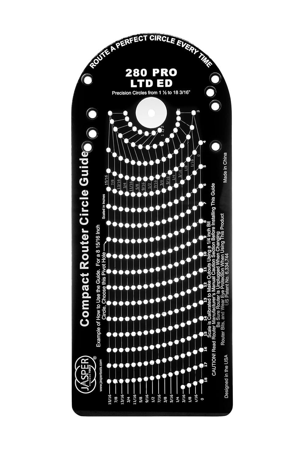 Jasper 280 PRO Router Circle Cutting Jig - Previous Generation | Limited Availability |– Cut 268 Perfect Circles from 1½" to 18 3/16" – Industrial Polycarbonate Jig for Compact Plunge Base Routers