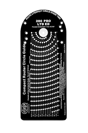 Jasper Model 280 PRO Circle Guide for Compact Plunge Routers | Cut A Perfect Circle Every TimeTM | Cuts 268 Circle Sizes from 11218 3/16 in 1/16 Increments | Industrial-Grade Polycarbonate