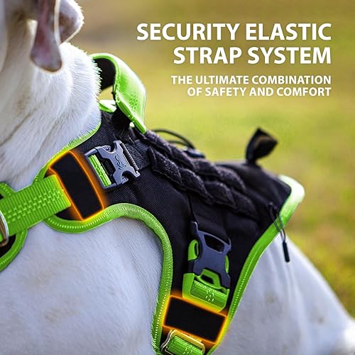 Miniatura 4 de SparklyPets Arnés para perro sin tirones para perros medianos y grandes, arnés resistente con asa y bolsillo para bolsa de excrementos, arnés