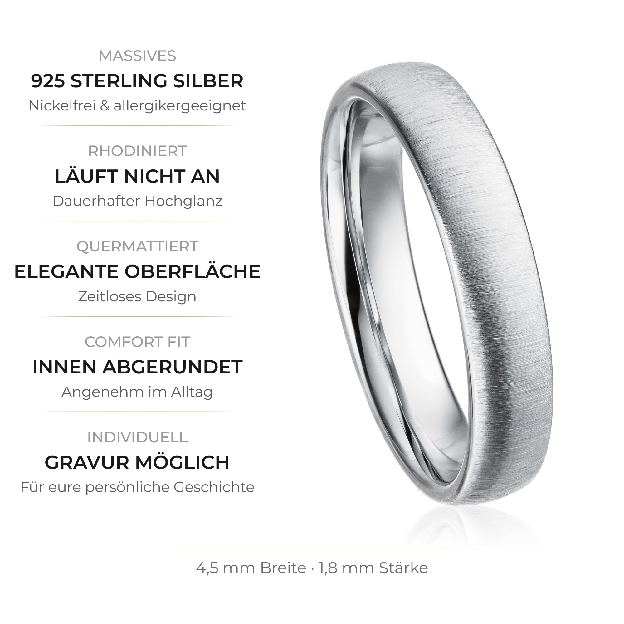 Kolibri Rings 925 Silber Ring Ehering Partnerring Freundschaftsring Unisex - Inkl. Gravur und Etui
