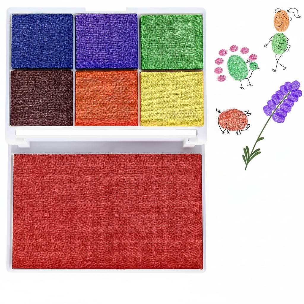 NALACAL Stamp Pad Set, 7 Colors Non Toxic Washable Ink Stamp Pad, Mini Stamp Pad Kids Fingerprint for Silicone Stamp, Scrapbooking and Kids Birthday, Wedding Guest Books, Journals(1 Pack)