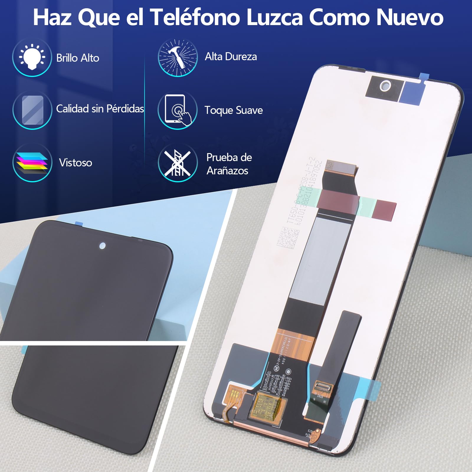 RongZy para Xiaomi Redmi Note 10 5G Reemplazo de Pantalla Táctil LCD + Compatible con Redmi Note 10 5G el Kit de Herramientas de la Pantalla de Montaje del Teléfono(6.5'')