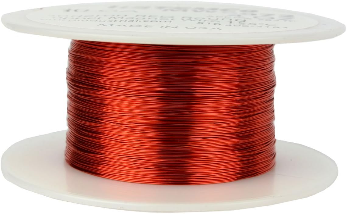 TEMCo 30 AWG Copper Magnet Wire - 4 oz 783 ft 155°C Magnetic Coil Red