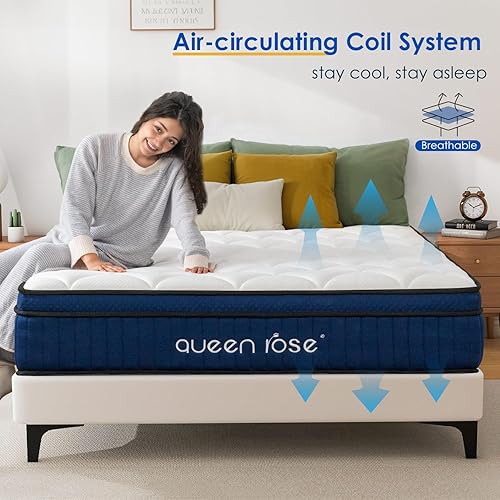 Miniatura 4 de QUEEN ROSE Colchón individual híbrido de 10 pulgadas para niños, cama individual de firmeza media en una caja con espuma viscoelástica y resortes