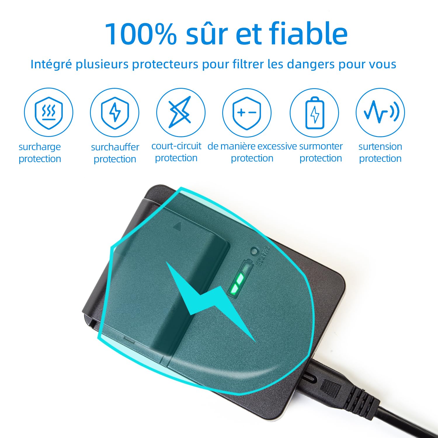 NP-FZ100 BC-QZ1 Chargeur Batterie Applicable à np-fz100 Batterie Compatible avec Sony ZV-E10II, A9 II, A7 III, A7 IV, A7R III/A7R3, A7R IV, A7R V, A7C, A7S III/A7S3, A9, A6600, A9R, 9S, FX3