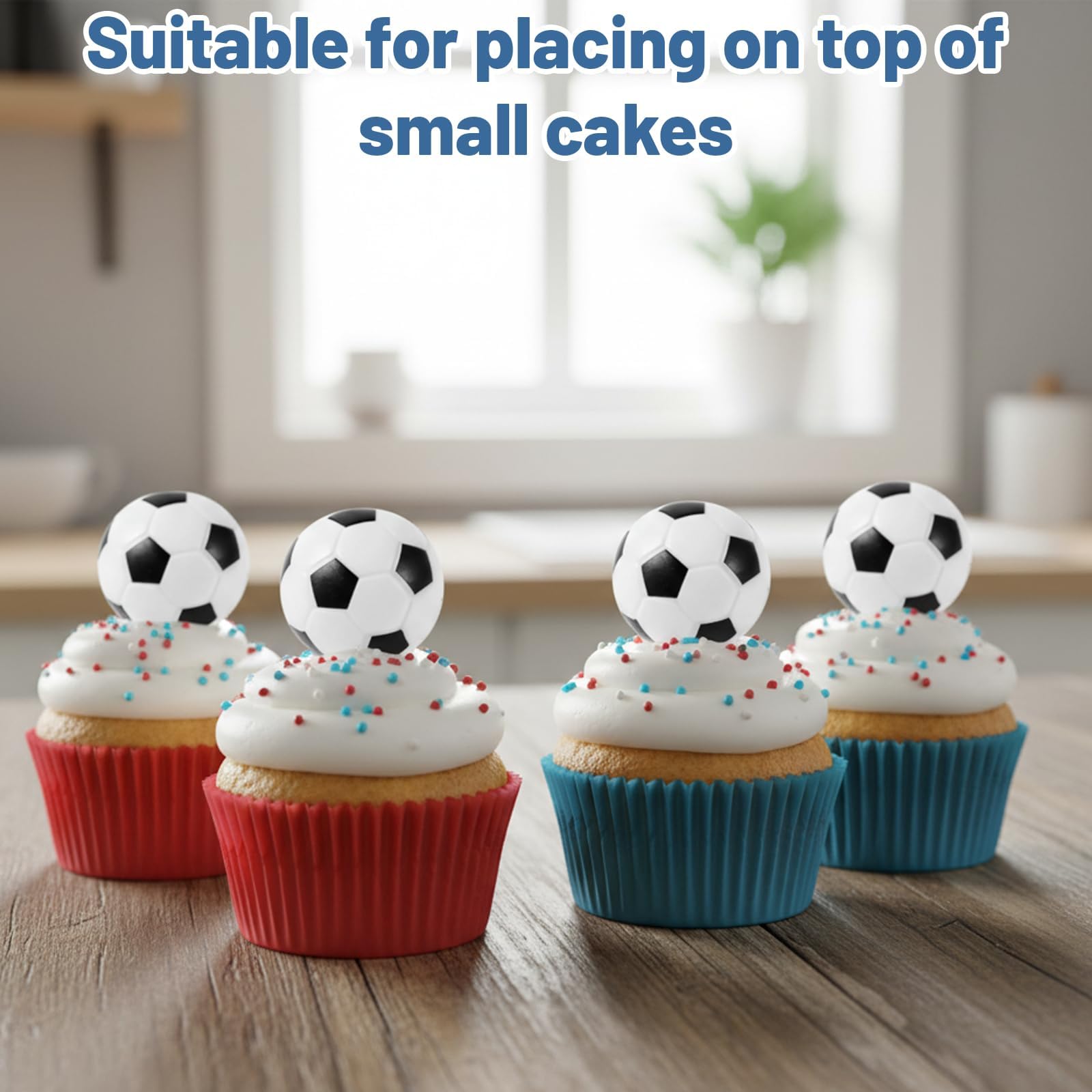 12pcs Football Cake Decorations, Football Cake Topper, Football Cupcake Toppers, 3D Soccer Ball Design - Image 4