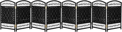 Miniatura 3 de Red Lantern Pantalla plegable de tejido de fibra corta de 2 pies - Negro - 8 paneles