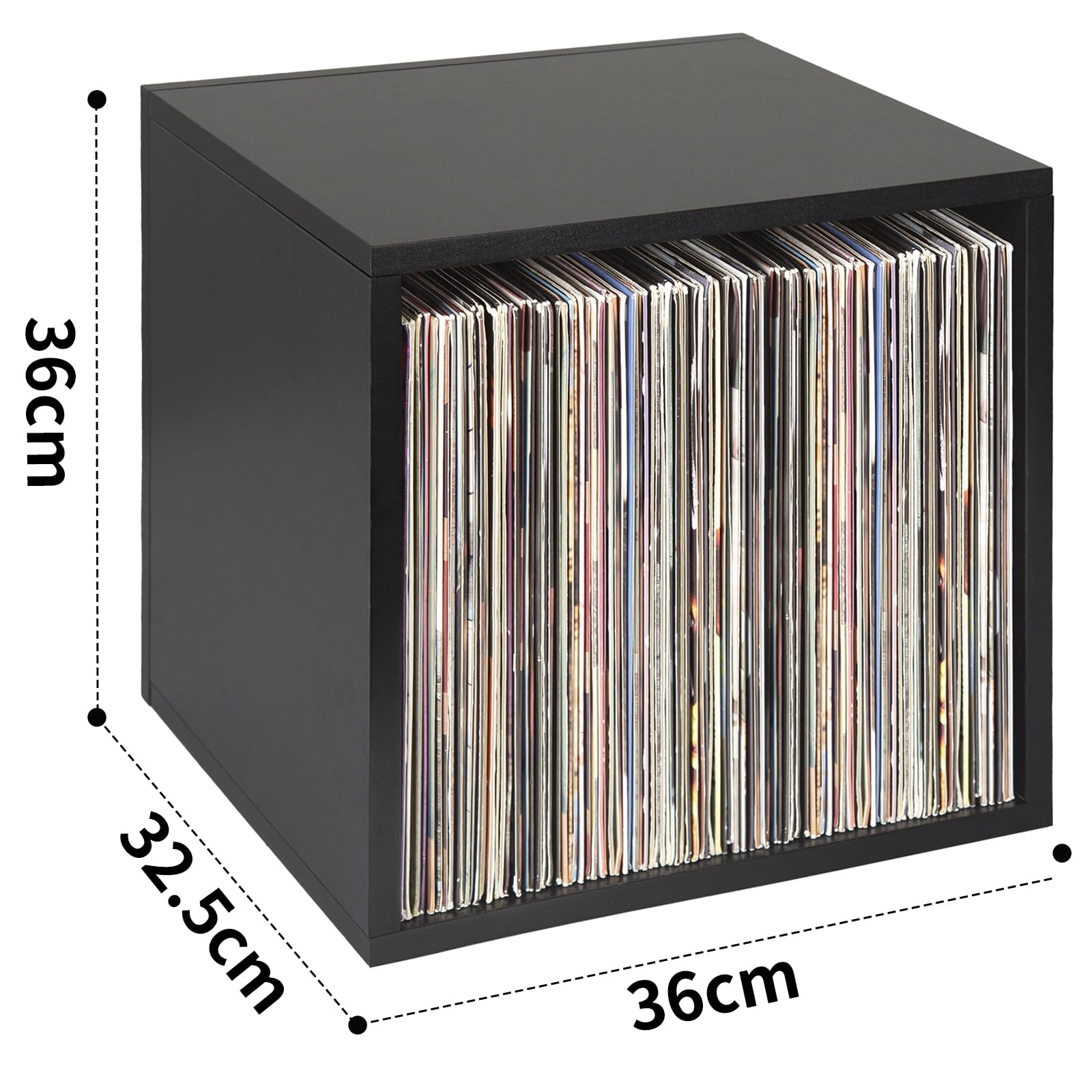OUUTMEE Record Box nero, 110 pezzi, impilabile, nero, design fai da te, può essere utilizzato come supporto per CD