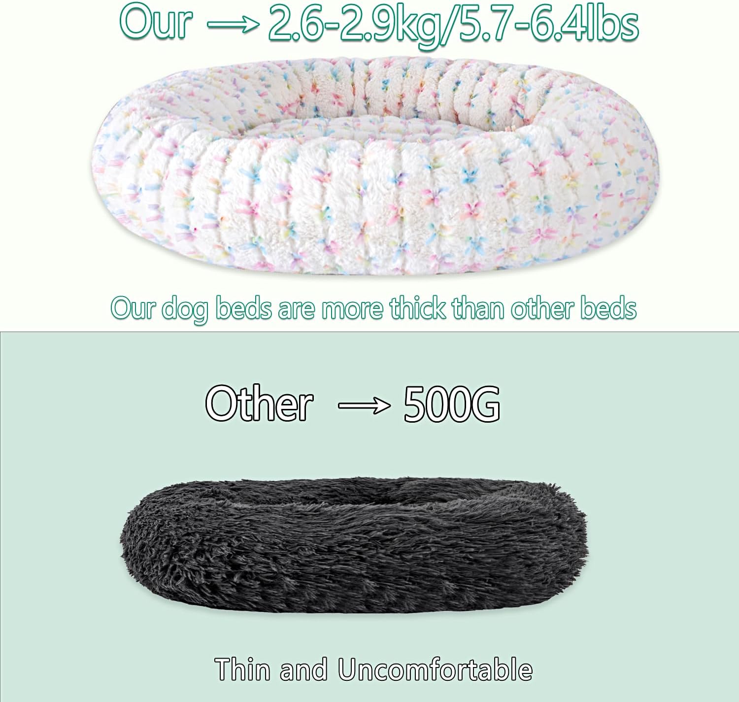 39 Inch Calming Dog Bed for Large Dogs, Round Anti-Anxiety Warm Bed, Soft Cozy Anti-Slip Donut Washable Pet Bed, Fits up to 100 lbs Pets